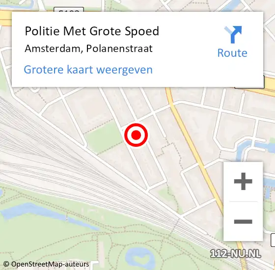 Locatie op kaart van de 112 melding: Politie Met Grote Spoed Naar Amsterdam, Polanenstraat op 22 april 2024 01:55