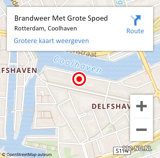 Locatie op kaart van de 112 melding: Brandweer Met Grote Spoed Naar Rotterdam, Coolhaven op 22 april 2024 02:36
