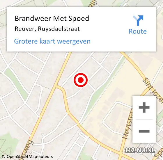 Locatie op kaart van de 112 melding: Brandweer Met Spoed Naar Reuver, Ruysdaelstraat op 22 april 2024 03:27