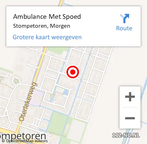 Locatie op kaart van de 112 melding: Ambulance Met Spoed Naar Stompetoren, Morgen op 22 april 2024 04:24