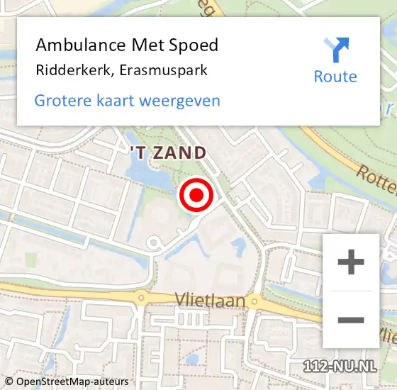 Locatie op kaart van de 112 melding: Ambulance Met Spoed Naar Ridderkerk, Erasmuspark op 22 april 2024 05:21