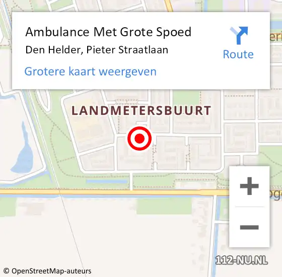 Locatie op kaart van de 112 melding: Ambulance Met Grote Spoed Naar Den Helder, Pieter Straatlaan op 22 april 2024 05:59