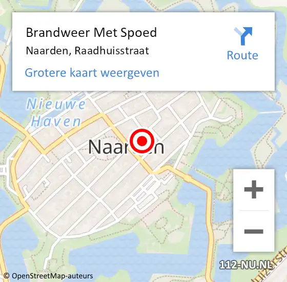Locatie op kaart van de 112 melding: Brandweer Met Spoed Naar Naarden, Raadhuisstraat op 22 april 2024 06:07