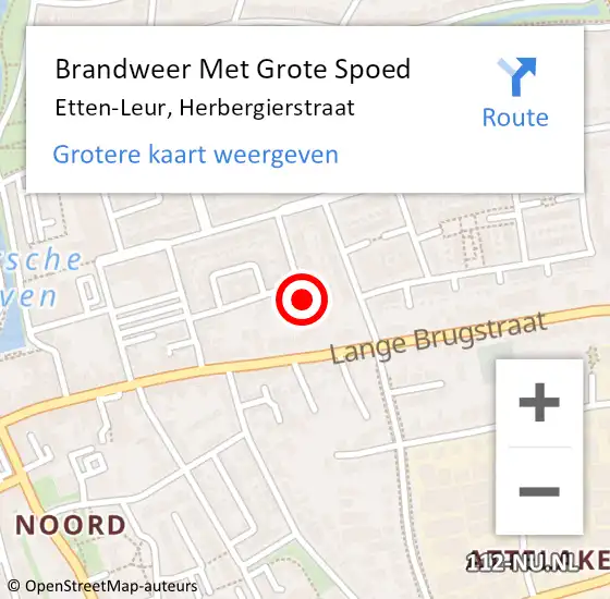 Locatie op kaart van de 112 melding: Brandweer Met Grote Spoed Naar Etten-Leur, Herbergierstraat op 22 april 2024 06:19