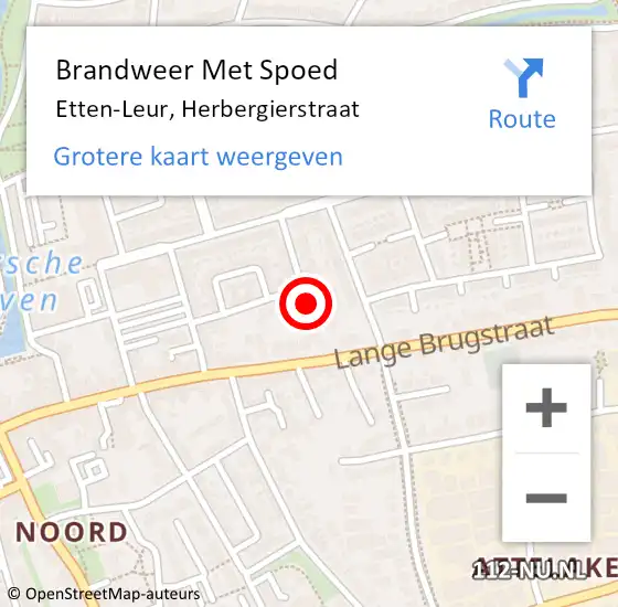 Locatie op kaart van de 112 melding: Brandweer Met Spoed Naar Etten-Leur, Herbergierstraat op 22 april 2024 06:57