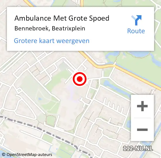 Locatie op kaart van de 112 melding: Ambulance Met Grote Spoed Naar Bennebroek, Beatrixplein op 22 april 2024 07:04