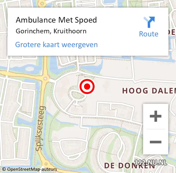 Locatie op kaart van de 112 melding: Ambulance Met Spoed Naar Gorinchem, Kruithoorn op 22 april 2024 07:19