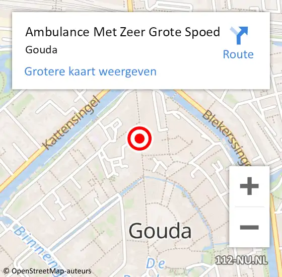 Locatie op kaart van de 112 melding: Ambulance Met Zeer Grote Spoed Naar Gouda op 22 april 2024 07:47