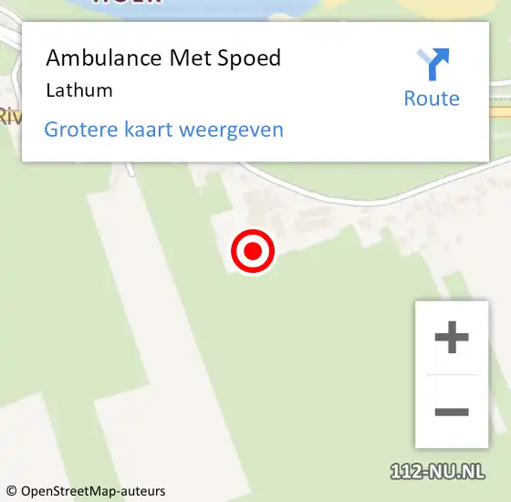 Locatie op kaart van de 112 melding: Ambulance Met Spoed Naar Lathum op 22 april 2024 07:56