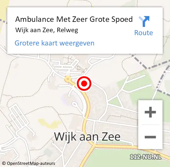 Locatie op kaart van de 112 melding: Ambulance Met Zeer Grote Spoed Naar Wijk aan Zee, Relweg op 22 april 2024 08:02
