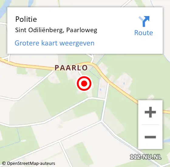 Locatie op kaart van de 112 melding: Politie Sint Odiliënberg, Paarloweg op 22 april 2024 08:13