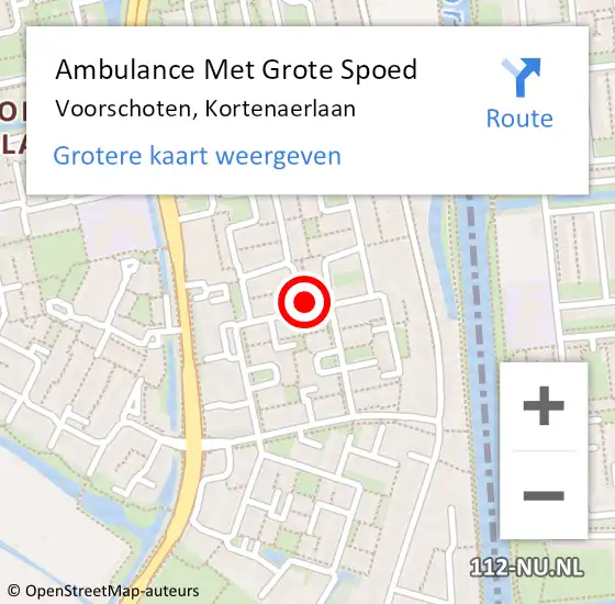 Locatie op kaart van de 112 melding: Ambulance Met Grote Spoed Naar Voorschoten, Kortenaerlaan op 22 april 2024 08:20