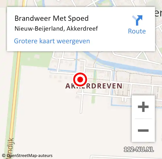 Locatie op kaart van de 112 melding: Brandweer Met Spoed Naar Nieuw-Beijerland, Akkerdreef op 22 april 2024 08:32