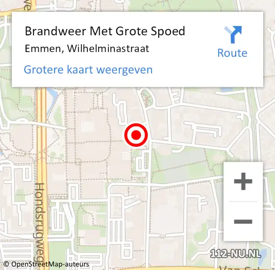 Locatie op kaart van de 112 melding: Brandweer Met Grote Spoed Naar Emmen, Wilhelminastraat op 22 april 2024 08:54