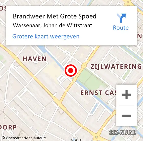 Locatie op kaart van de 112 melding: Brandweer Met Grote Spoed Naar Wassenaar, Johan de Wittstraat op 22 april 2024 08:59