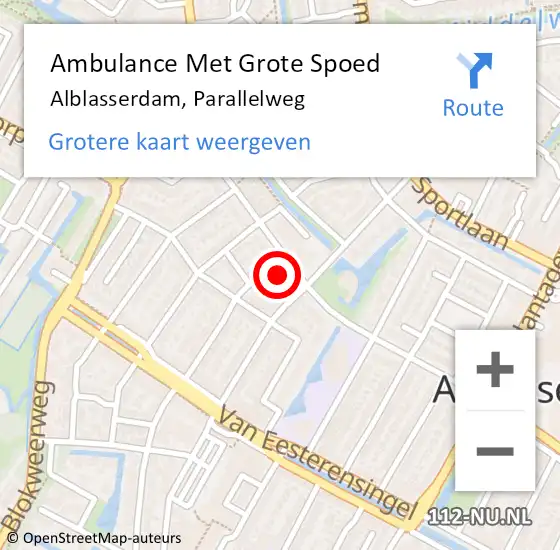 Locatie op kaart van de 112 melding: Ambulance Met Grote Spoed Naar Alblasserdam, Parallelweg op 22 april 2024 09:03