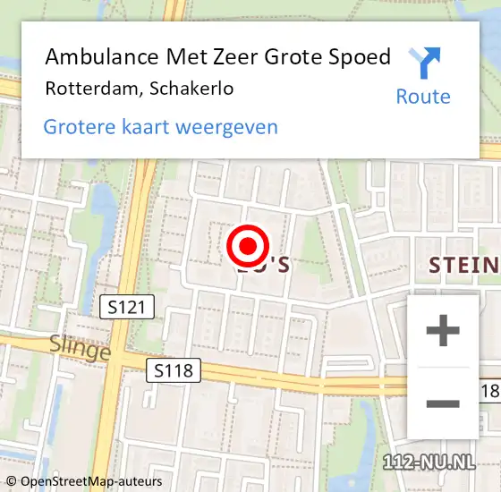 Locatie op kaart van de 112 melding: Ambulance Met Zeer Grote Spoed Naar Rotterdam, Schakerlo op 22 april 2024 09:31