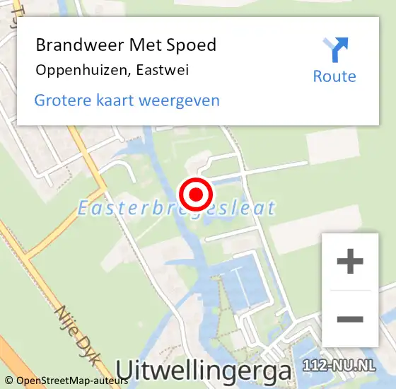 Locatie op kaart van de 112 melding: Brandweer Met Spoed Naar Oppenhuizen, Eastwei op 22 april 2024 09:36