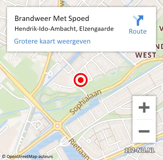Locatie op kaart van de 112 melding: Brandweer Met Spoed Naar Hendrik-Ido-Ambacht, Elzengaarde op 22 april 2024 09:42