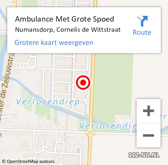 Locatie op kaart van de 112 melding: Ambulance Met Grote Spoed Naar Numansdorp, Cornelis de Wittstraat op 22 april 2024 09:45