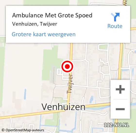 Locatie op kaart van de 112 melding: Ambulance Met Grote Spoed Naar Venhuizen, Twijver op 22 april 2024 10:10