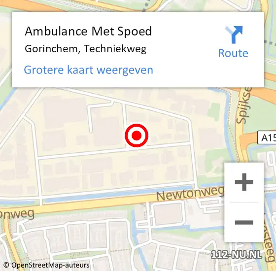 Locatie op kaart van de 112 melding: Ambulance Met Spoed Naar Gorinchem, Techniekweg op 22 april 2024 10:34