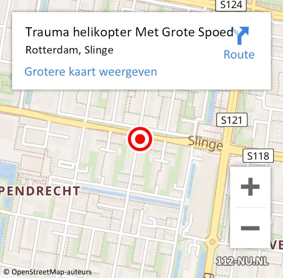 Locatie op kaart van de 112 melding: Trauma helikopter Met Grote Spoed Naar Rotterdam, Slinge op 22 april 2024 11:06