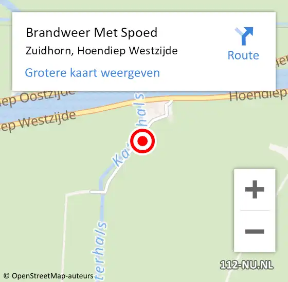 Locatie op kaart van de 112 melding: Brandweer Met Spoed Naar Zuidhorn, Hoendiep Westzijde op 22 april 2024 11:17