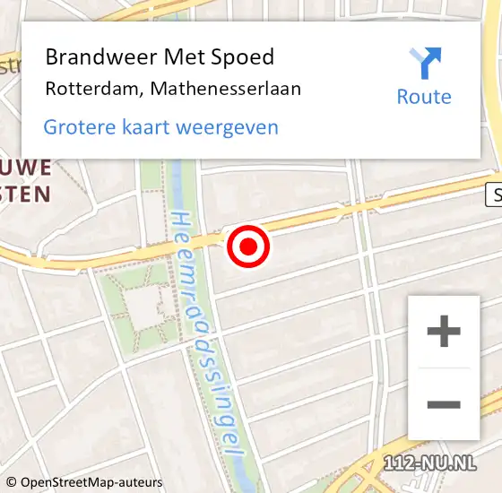 Locatie op kaart van de 112 melding: Brandweer Met Spoed Naar Rotterdam, Mathenesserlaan op 22 april 2024 11:18