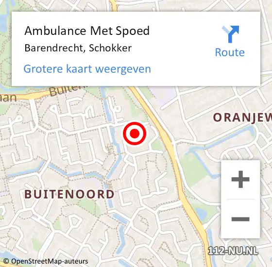 Locatie op kaart van de 112 melding: Ambulance Met Spoed Naar Barendrecht, Schokker op 22 april 2024 11:25