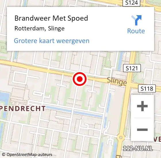 Locatie op kaart van de 112 melding: Brandweer Met Spoed Naar Rotterdam, Slinge op 22 april 2024 11:29