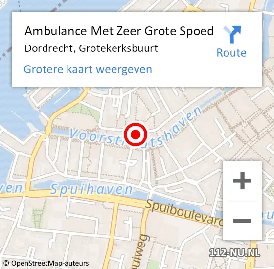 Locatie op kaart van de 112 melding: Ambulance Met Zeer Grote Spoed Naar Dordrecht, Grotekerksbuurt op 22 april 2024 11:48