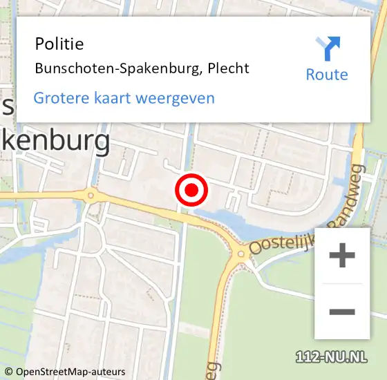 Locatie op kaart van de 112 melding: Politie Bunschoten-Spakenburg, Plecht op 22 april 2024 12:06
