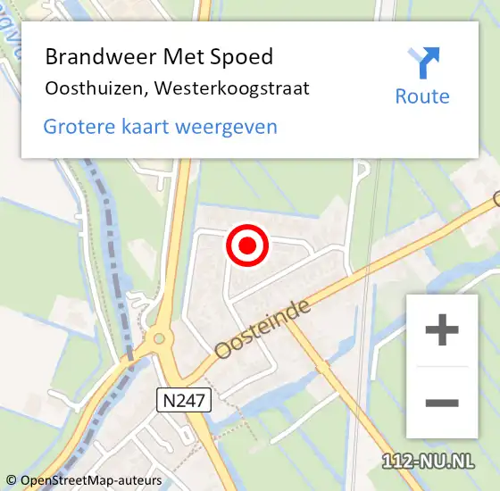 Locatie op kaart van de 112 melding: Brandweer Met Spoed Naar Oosthuizen, Westerkoogstraat op 22 april 2024 12:13