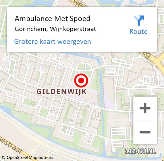 Locatie op kaart van de 112 melding: Ambulance Met Spoed Naar Gorinchem, Wijnkoperstraat op 22 april 2024 12:15