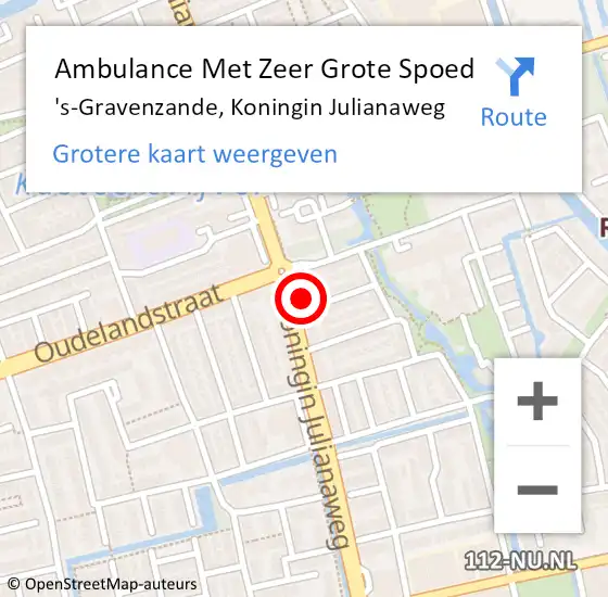 Locatie op kaart van de 112 melding: Ambulance Met Zeer Grote Spoed Naar 's-Gravenzande, Koningin Julianaweg op 22 april 2024 12:37