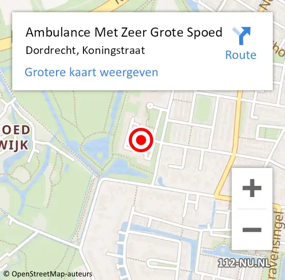 Locatie op kaart van de 112 melding: Ambulance Met Zeer Grote Spoed Naar Dordrecht, Koningstraat op 22 april 2024 12:41