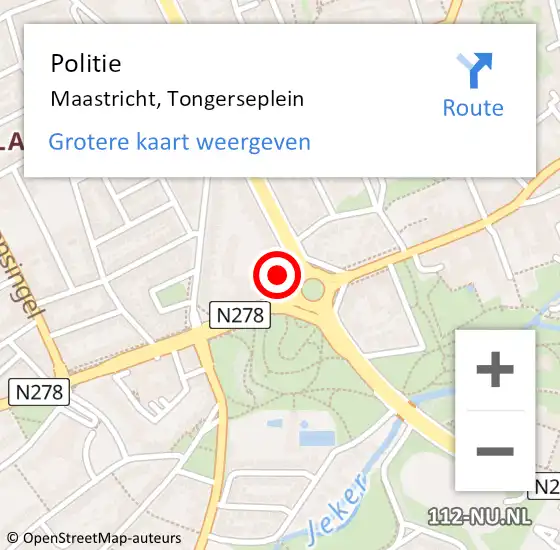 Locatie op kaart van de 112 melding: Politie Maastricht, Tongerseplein op 22 april 2024 12:48