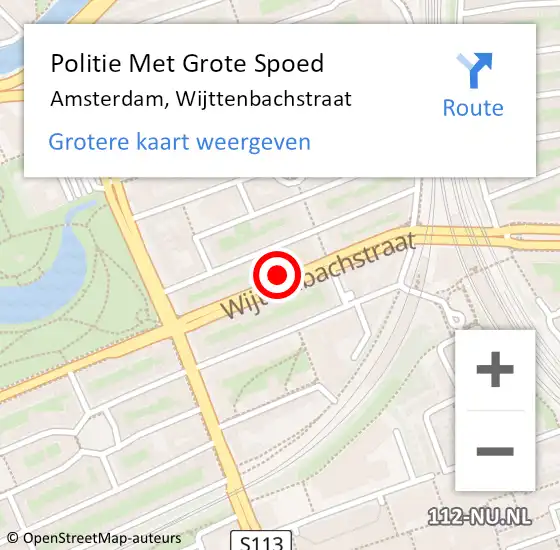 Locatie op kaart van de 112 melding: Politie Met Grote Spoed Naar Amsterdam, Wijttenbachstraat op 22 april 2024 12:50