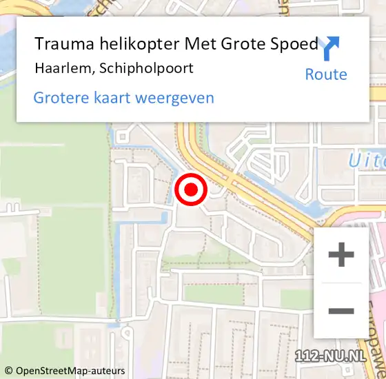 Locatie op kaart van de 112 melding: Trauma helikopter Met Grote Spoed Naar Haarlem, Schipholpoort op 22 april 2024 12:59