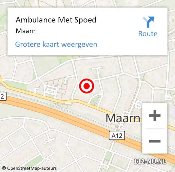 Locatie op kaart van de 112 melding: Ambulance Met Spoed Naar Maarn op 22 april 2024 13:01