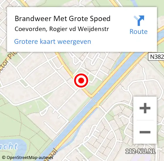 Locatie op kaart van de 112 melding: Brandweer Met Grote Spoed Naar Coevorden, Rogier vd Weijdenstr op 22 april 2024 13:28