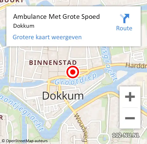 Locatie op kaart van de 112 melding: Ambulance Met Grote Spoed Naar Dokkum op 22 april 2024 13:34