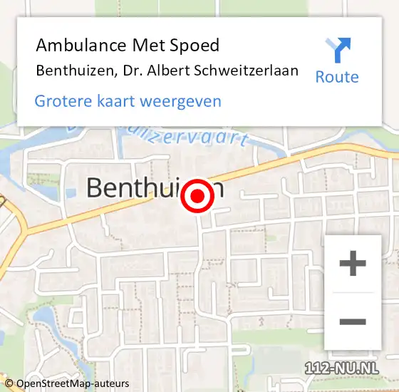 Locatie op kaart van de 112 melding: Ambulance Met Spoed Naar Benthuizen, Dr. Albert Schweitzerlaan op 22 april 2024 13:44