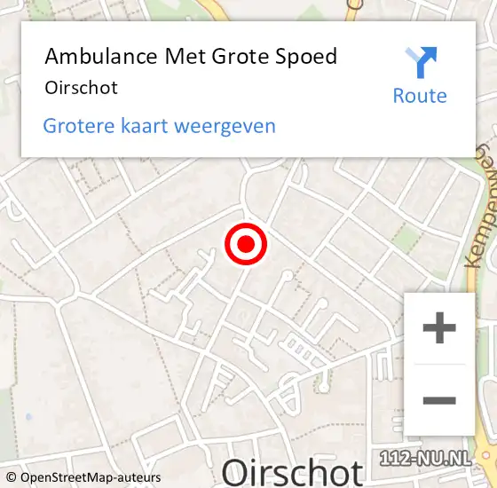 Locatie op kaart van de 112 melding: Ambulance Met Grote Spoed Naar Oirschot op 22 april 2024 13:49