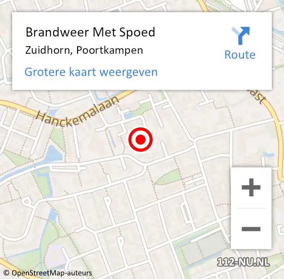 Locatie op kaart van de 112 melding: Brandweer Met Spoed Naar Zuidhorn, Poortkampen op 22 april 2024 14:01