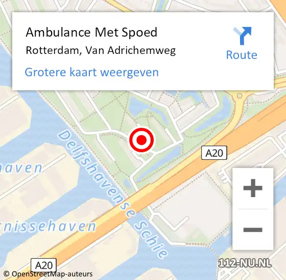 Locatie op kaart van de 112 melding: Ambulance Met Spoed Naar Rotterdam, Van Adrichemweg op 22 april 2024 14:09