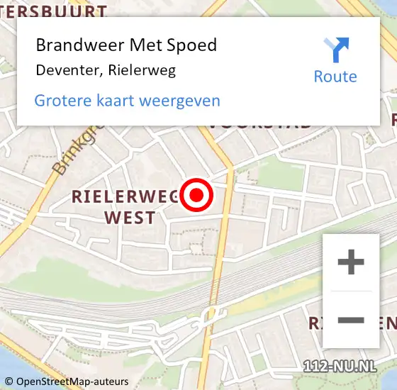 Locatie op kaart van de 112 melding: Brandweer Met Spoed Naar Deventer, Rielerweg op 22 april 2024 14:21