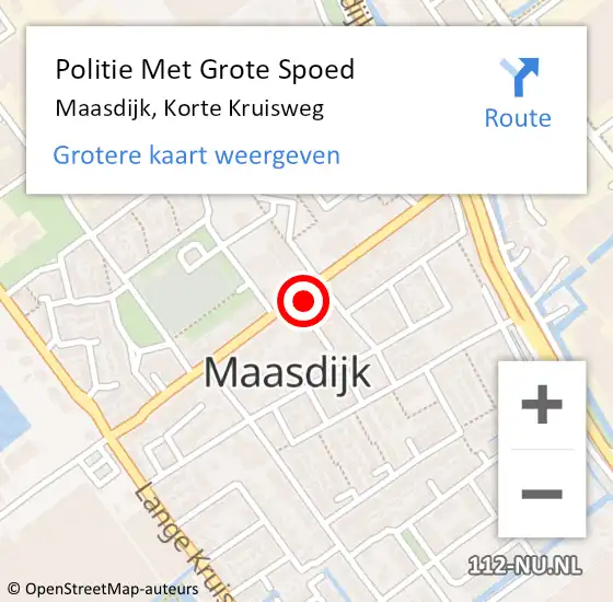 Locatie op kaart van de 112 melding: Politie Met Grote Spoed Naar Maasdijk, Korte Kruisweg op 22 april 2024 14:27