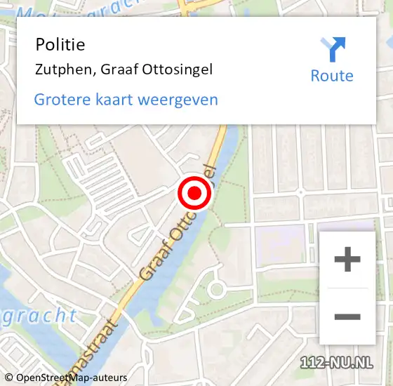 Locatie op kaart van de 112 melding: Politie Zutphen, Graaf Ottosingel op 22 april 2024 14:53